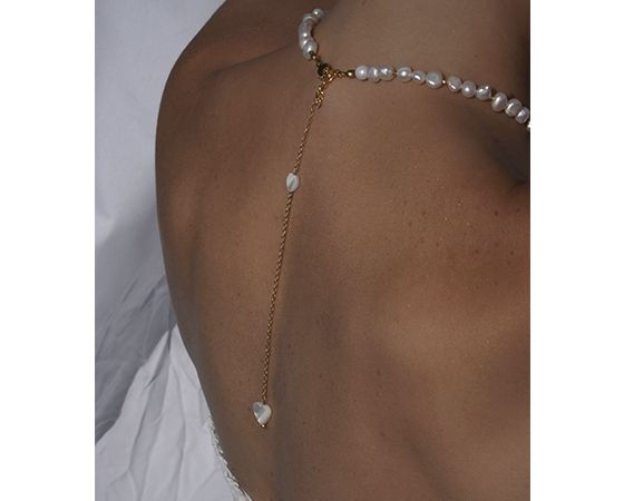 Кольє 'Німфа' в позолоті з натуральними перлами,  (з сотуаром на спинці) 38-43см. (810597) thumbnail popup
