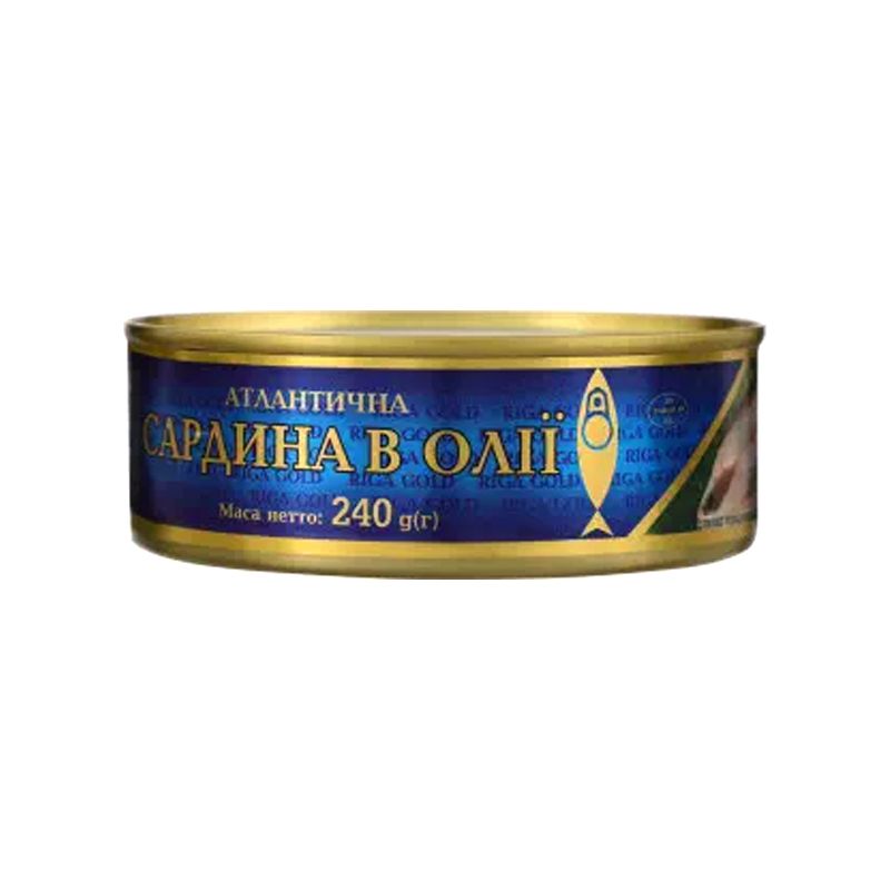 Консерва рибна сардина Ризьке золото шматками в олії, , ж/б, 240 г. thumbnail popup