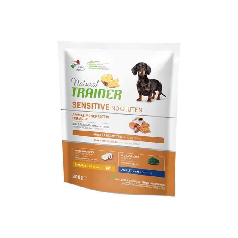 Трейнер Natural Trainer Dog Sensitive Adult Mini With Salmon для дорослих собак дрібних порід, 0.8 к thumbnail popup