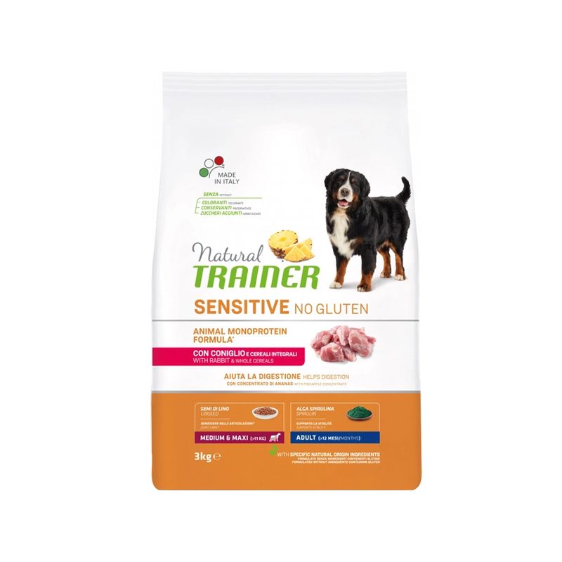 Трейнер Natural Dog Sensitive No Gluten Medium&Maxi Adult with Rabbit and whole cereals для середніх thumbnail popup