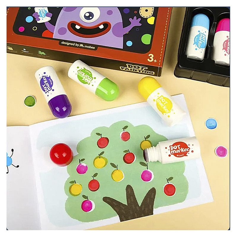 Крапкові ДОТ маркери для дітей набір dot paint 6 кольорів розмальовка thumbnail popup