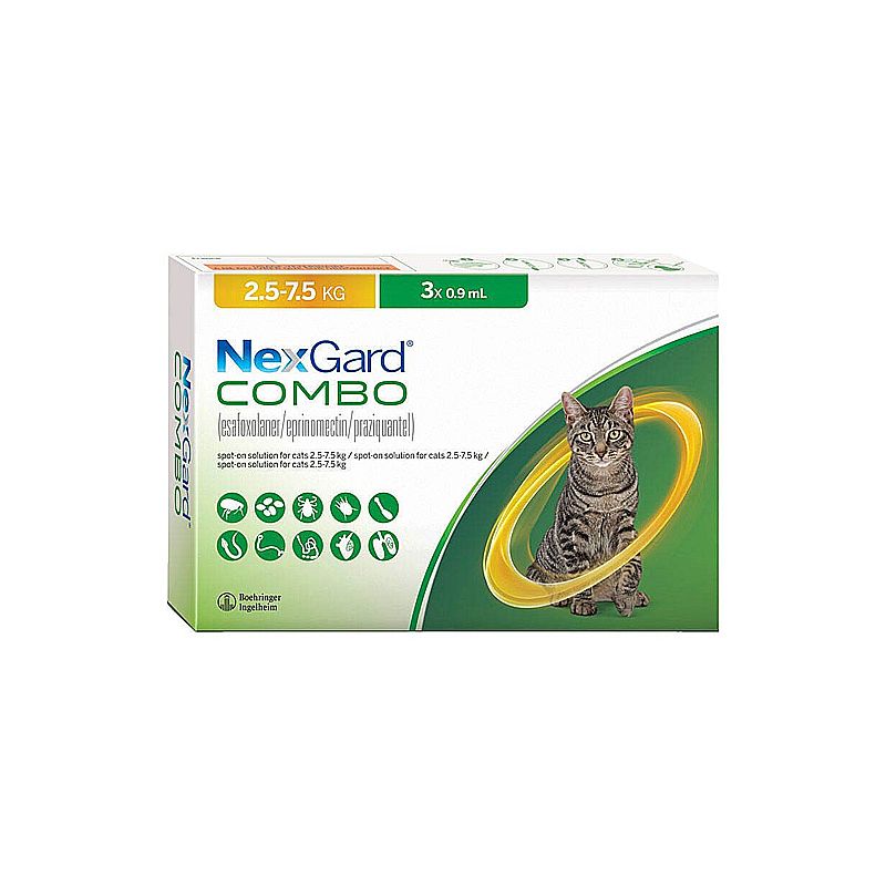Краплі протипаразитарні для котів NexGard Комбо, до 2,5-7,5 кг, 3 шт. (015889) thumbnail popup