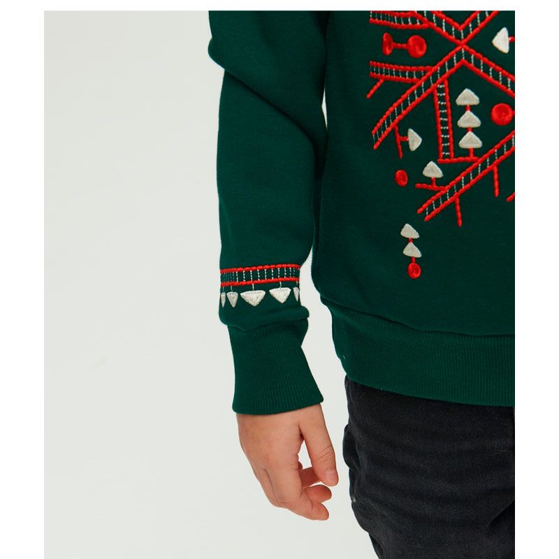 Світшот Ukrglamour для хлопчика різдвяний з вишивкою орнаменту, зелений, р.128 (UKRD-6645) thumbnail popup