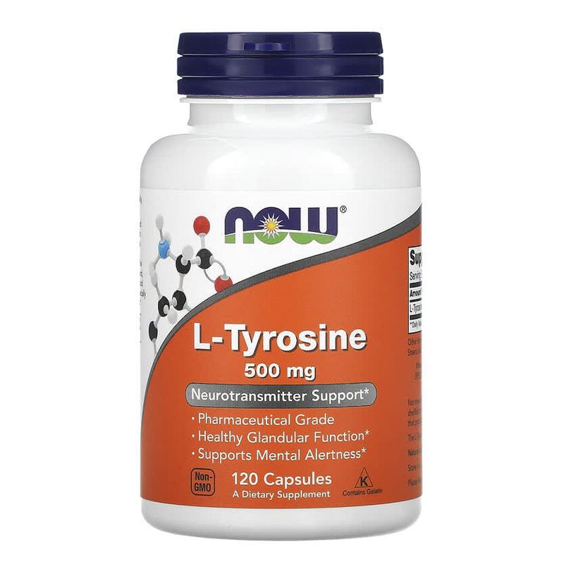 L-тирозин, 500мг, 120капсул, Now Foods thumbnail popup