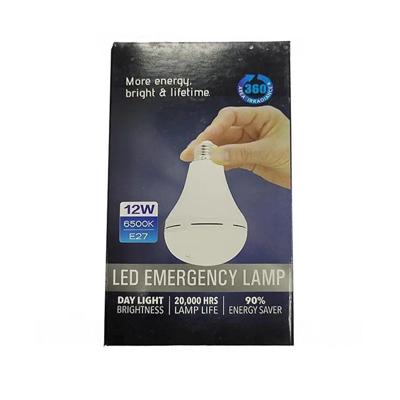 Лампочка акумуляторна світлодіодна Emergency LED 12W E27 6500K   перехідник для заряджання thumbnail popup