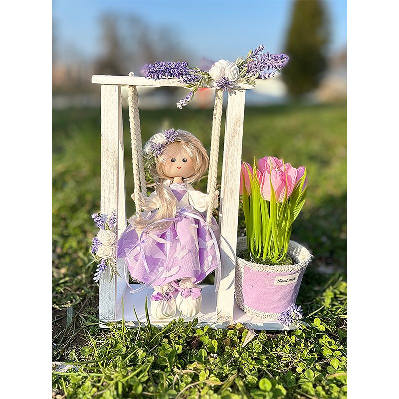 Лялька 'Дівчинка на гойдалці' Фіолетова Модель з білим волоссям 3253 К 'К' - 164590 thumbnail popup