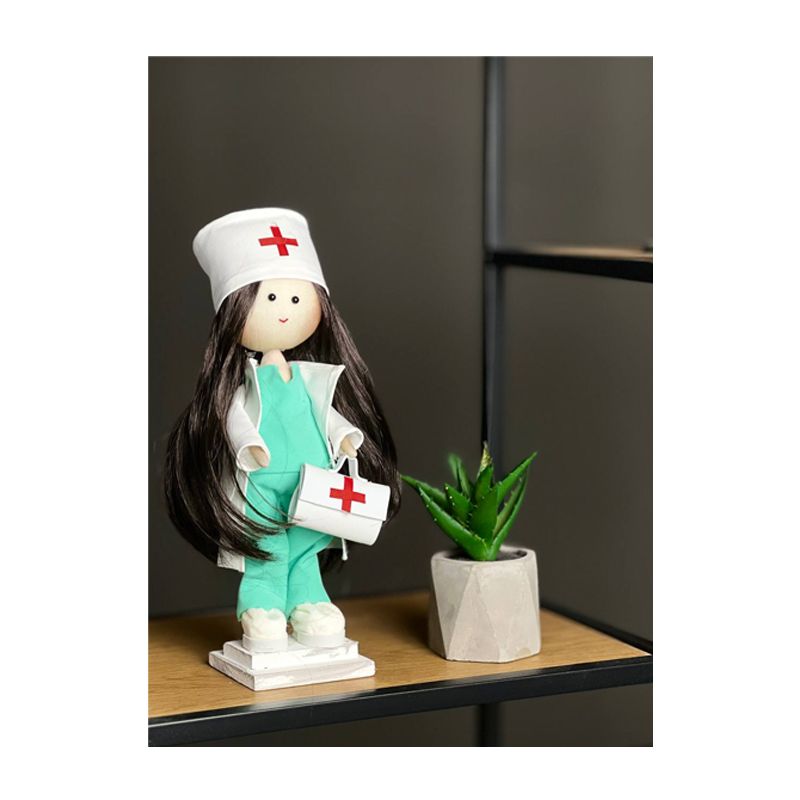 Лялечка медик, темне волосся, зелений костюм (31141) thumbnail popup
