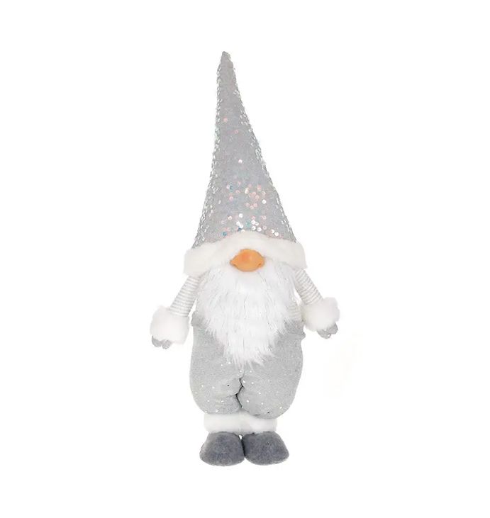 М'яка іграшка Гном 55см, колір - срібло з паєтками thumbnail popup