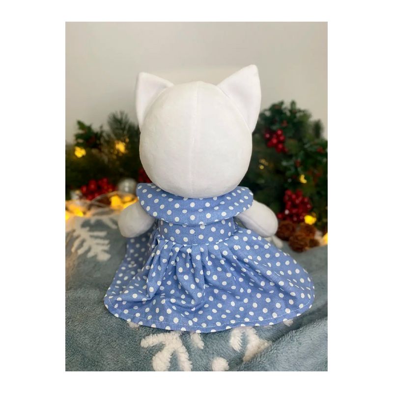 М'яка іграшка котик у платті, білий в блакитній сукні, 35 см, (М015/05) thumbnail popup