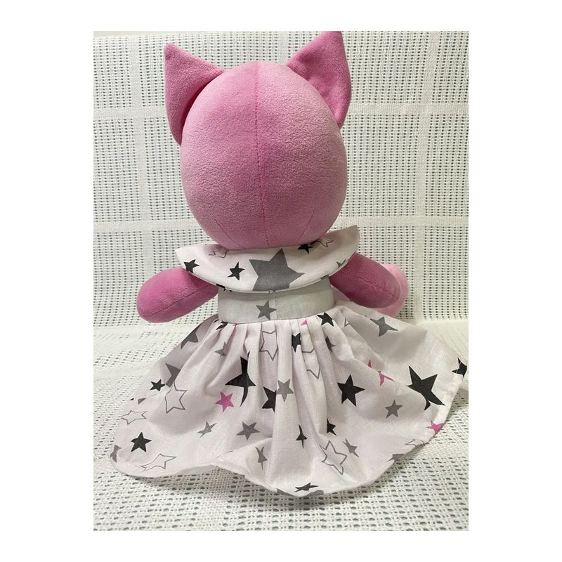 М'яка іграшка котик у платті, рожевий в білій сукні, 35 см, (М015/07) thumbnail popup