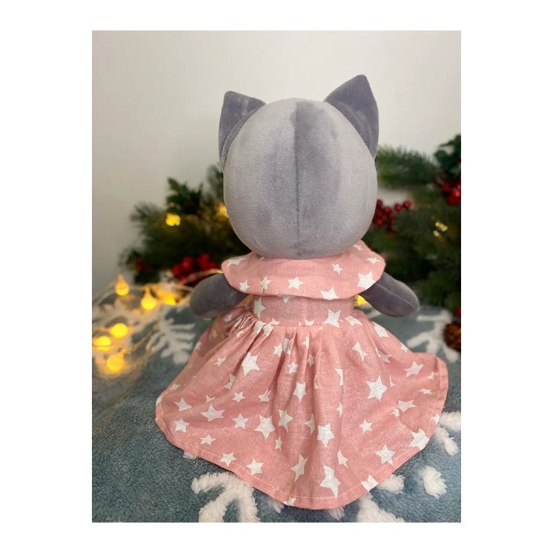 М'яка іграшка котик у платті, сірий в блакитній сукні, 50 см, (М015/13) thumbnail popup