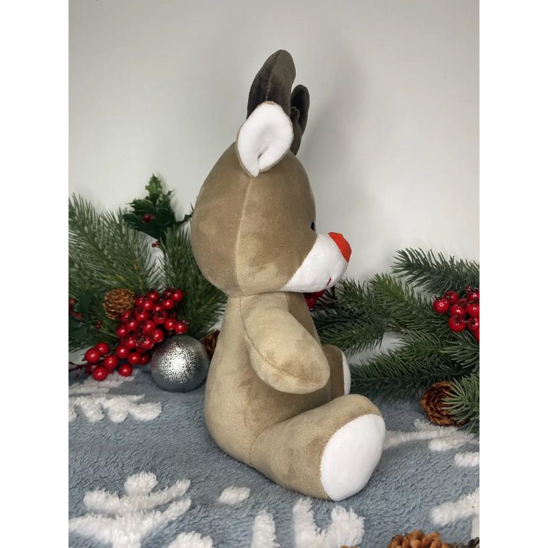 М’яка іграшка різдвяний олень з мішком, бежевий, 29 см, (М011/0) thumbnail popup
