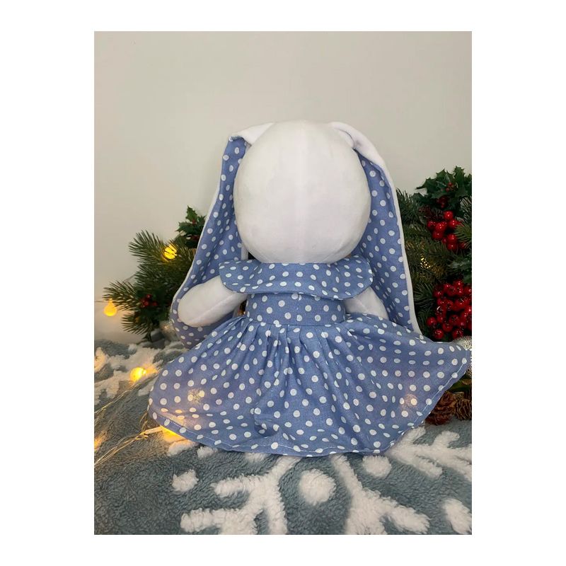 М'яка іграшка зайчик у платті, молочний в блакитній сукні, 50 см, (М014/18) thumbnail popup