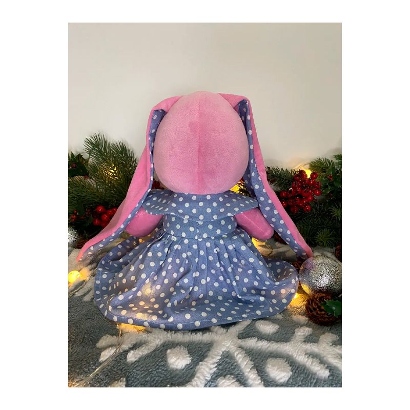 М'яка іграшка зайчик у сукні, рожевий в блакитній сукні, 50 см, (М014/14) thumbnail popup