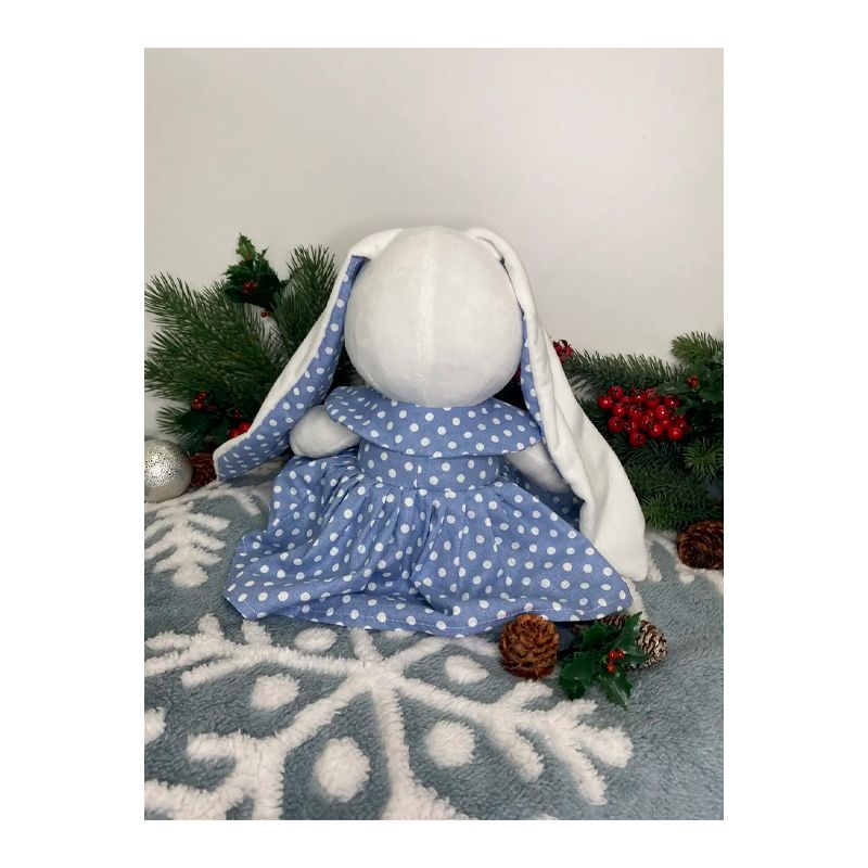 М'яка іграшка зайчик в сукні, білий в блакиній сукні, 50 см, (М014/13) thumbnail popup