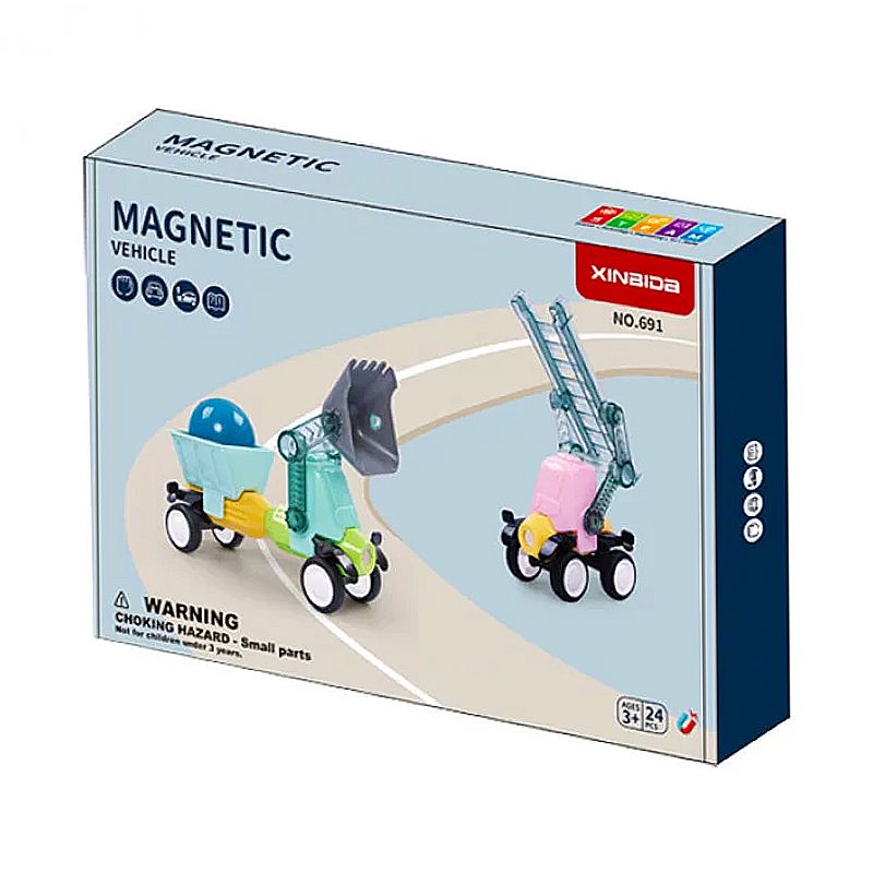 Магнітний конструктор Magnetic Sticks Машинки 24 деталей thumbnail popup