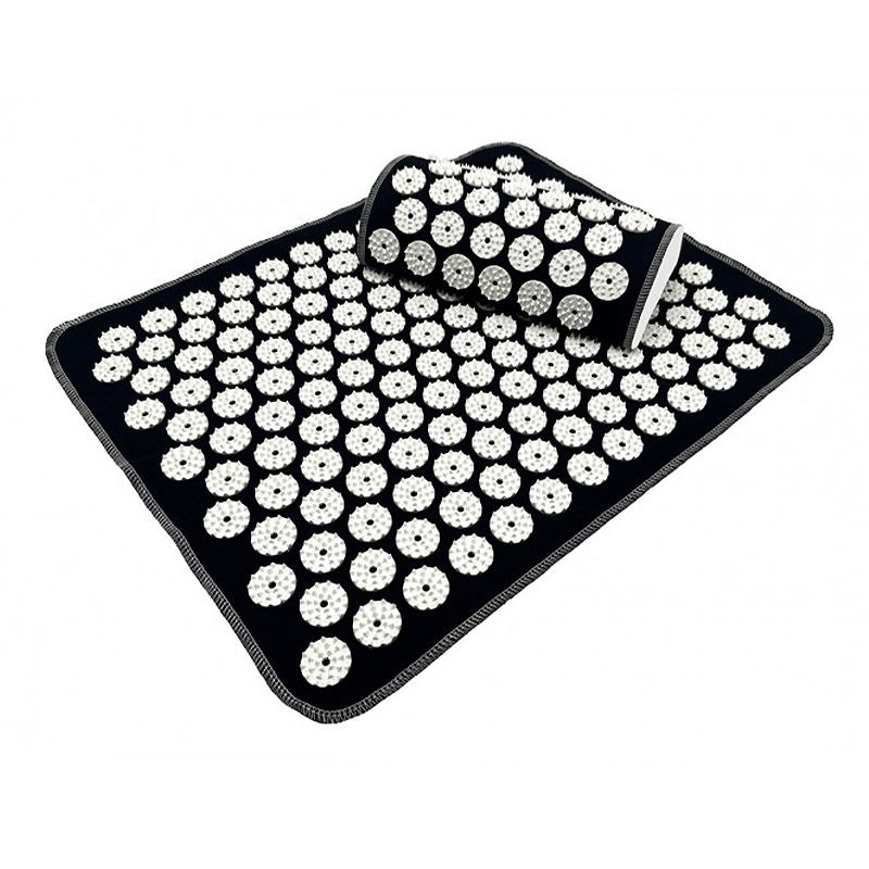 Масажний килимок EasyFit (компактний аплікатор-накидка Кузнєцова) з подушкою Чорний з білим thumbnail popup