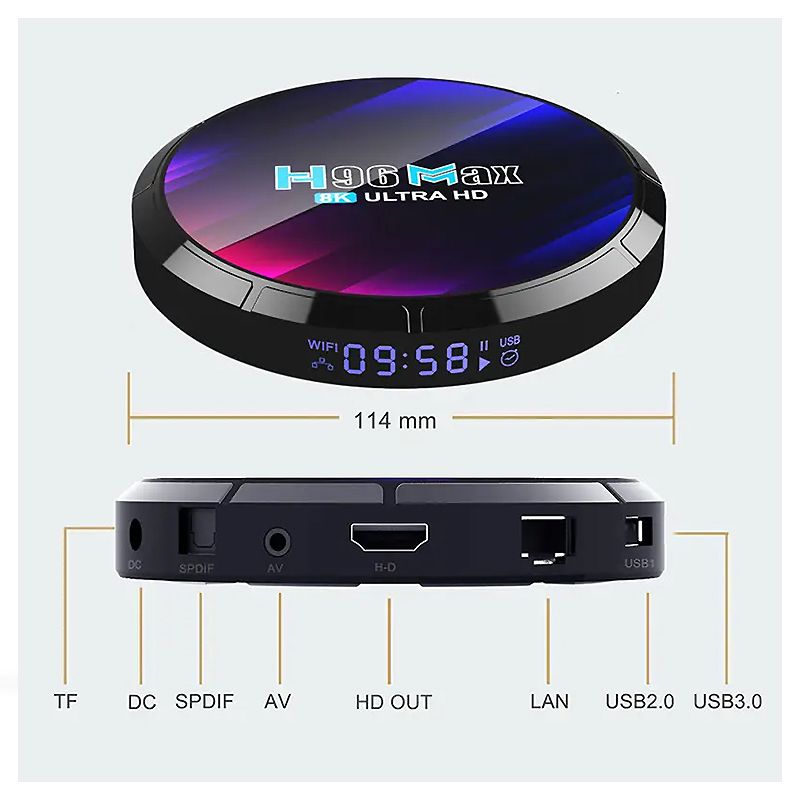 Медіаплеєр Android TV BOX Н96 Max  4Gb/32Gb +Air Mouse||||Keyboard, Wi-Fi6 2.4G/5G , BT5.0, 8K thumbnail popup