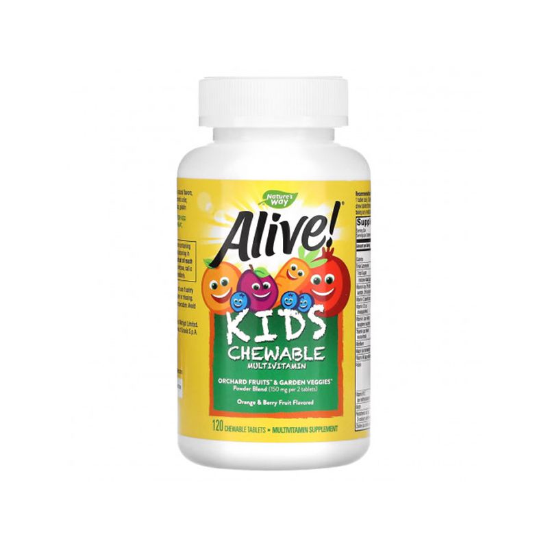 Мультивітаміни для дітей від 2х років, 120жувальних таблеток, апельсин та ягоди, Nature's Way, Alive thumbnail popup