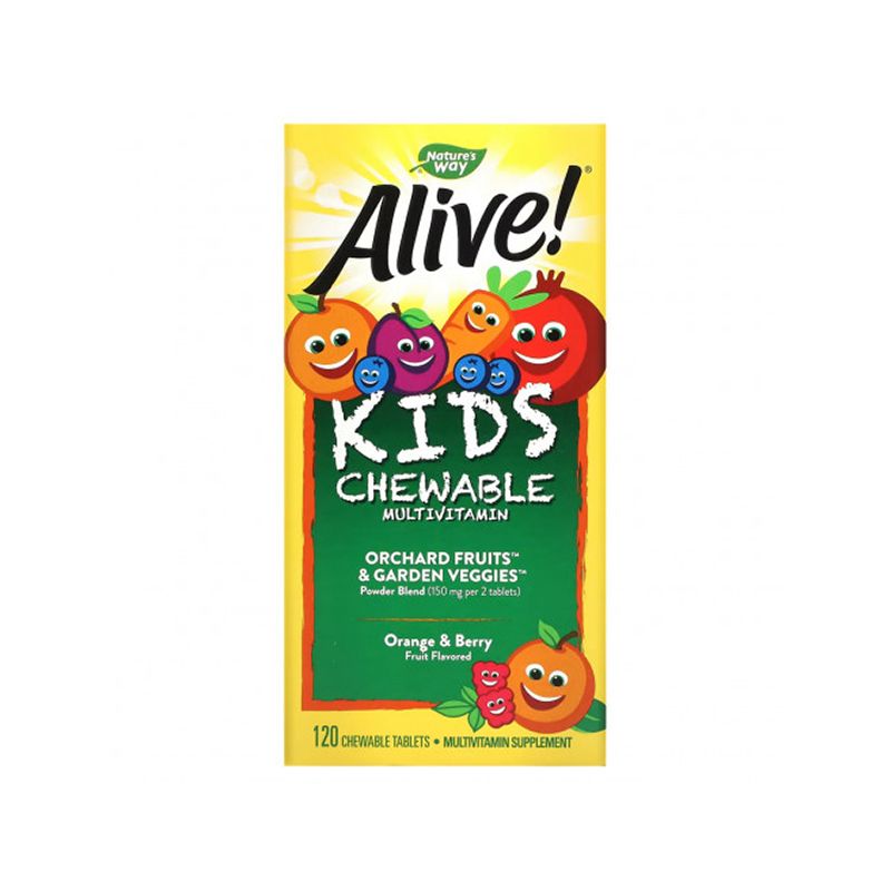 Мультивітаміни для дітей від 2х років, 120жувальних таблеток, апельсин та ягоди, Nature's Way, Alive thumbnail popup