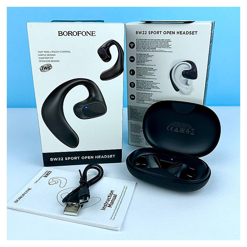 Навушники Borofone BW22 Dawn air conduction бездротові, чорні  thumbnail popup