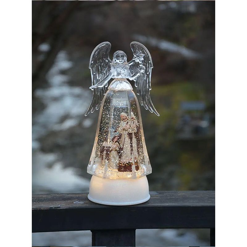 Новорічний ліхтар нічник з підсвічуванням і снігом Новорічний Ангел 26 см thumbnail popup