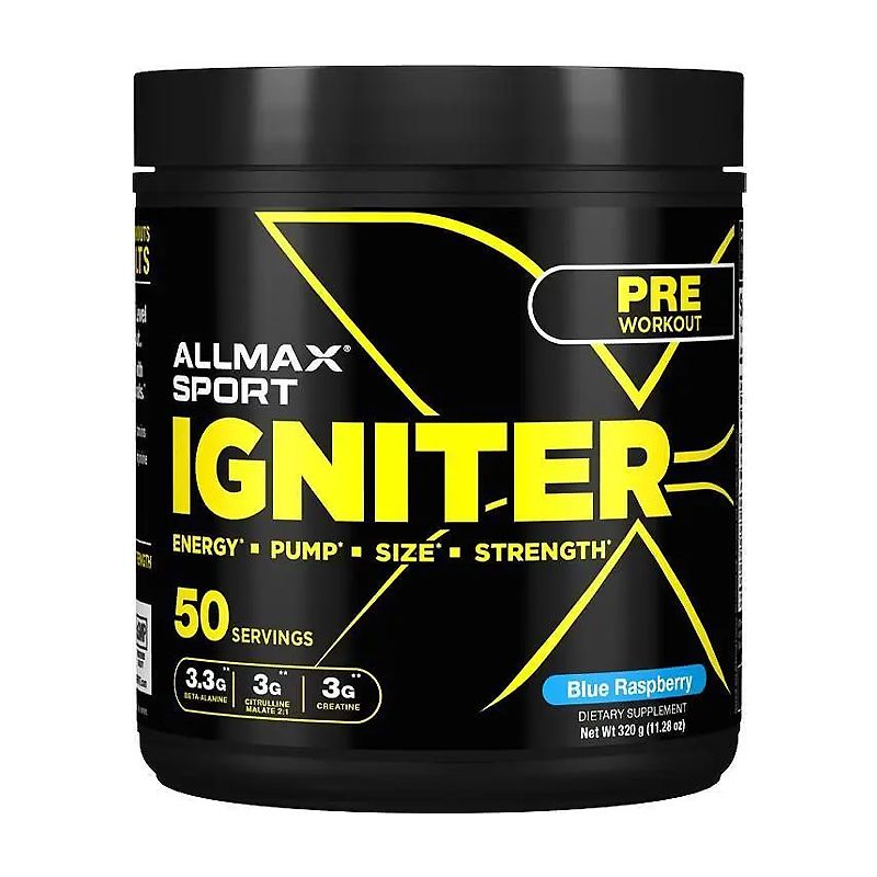 Передтренувальний комплекс AllMax Igniter, Pre-Workout 320 g (Blue Raspberry) thumbnail popup