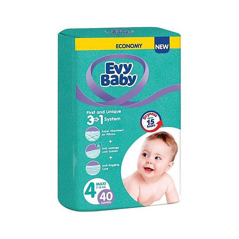 Підгузники Evy Baby дитячі №4, 7-18кг, 40шт (21236)
 thumbnail popup