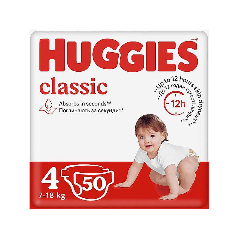 Підгузники Huggies Classic дитячі №4, 7-18кг, 50шт (23526)
 thumbnail popup