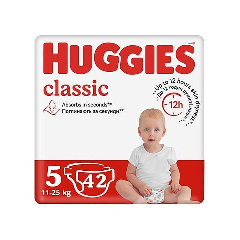 Підгузники Huggies Classic дитячі №5, 11-25кг, 42шт (23527)
 thumbnail popup