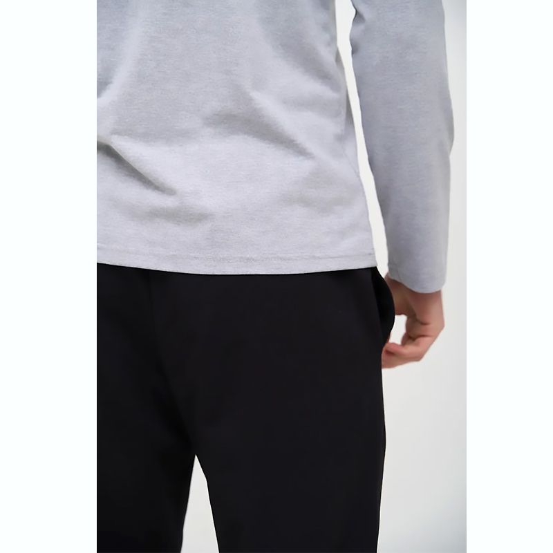 Піжама Handy Wear чоловіча Cotton Basic лонгслів сірий   штани прямі чорні, р.L (0810-1) thumbnail popup
