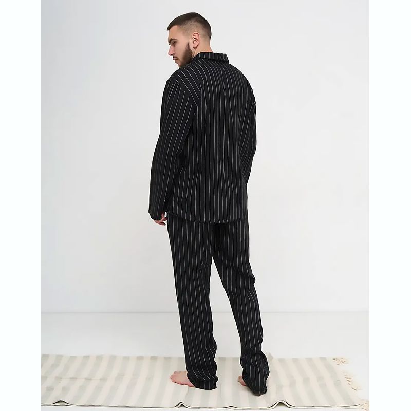 Піжама Handy Wear чоловіча у смужку льон Linen Strip, чорна, р.M (0362) thumbnail popup