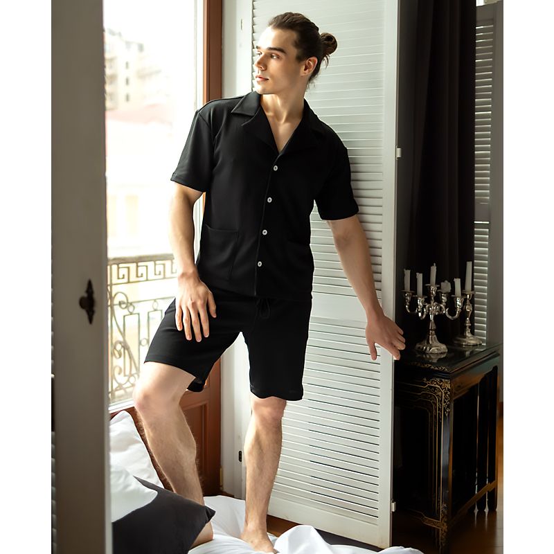 Піжамний костюм чоловічий, вафельний трикотаж, Чорний, р.XL 20746 thumbnail popup