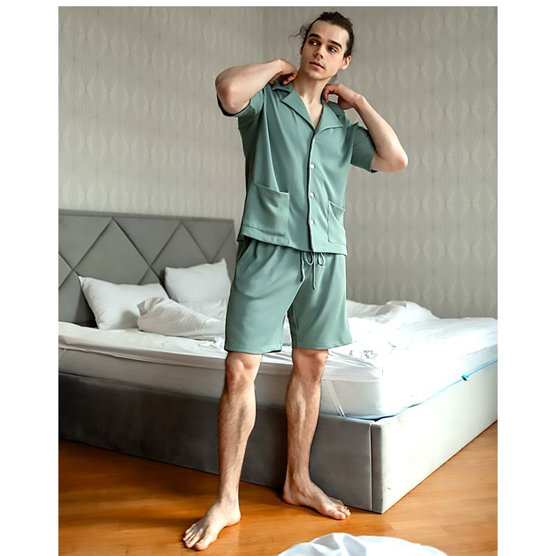 Піжамний костюм чоловічий, вафельний трикотаж, Зелений, р.XL 20747 thumbnail popup