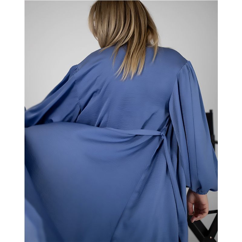 Піжамний костюм-трійка Diana шовк віскоза (бра халат штани) джинс S-M (30110) thumbnail popup