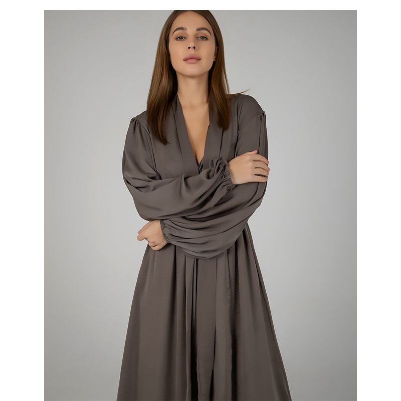 Піжамний костюм-трійка Diana шовк віскоза (бра+халат+штани) хакі L-XL (30111) thumbnail popup