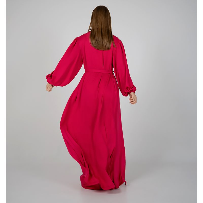Піжамний костюм-трійка Diana шовк віскоза (бра+халат+штани) малиновий L-XL (30112) thumbnail popup
