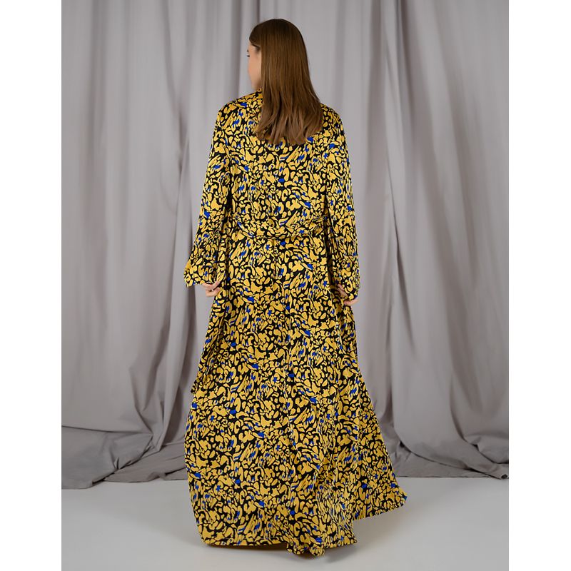 Піжамний костюм-трійка Helen італійський шовк (бра халат штани) жовтий L-XL (30104) thumbnail popup