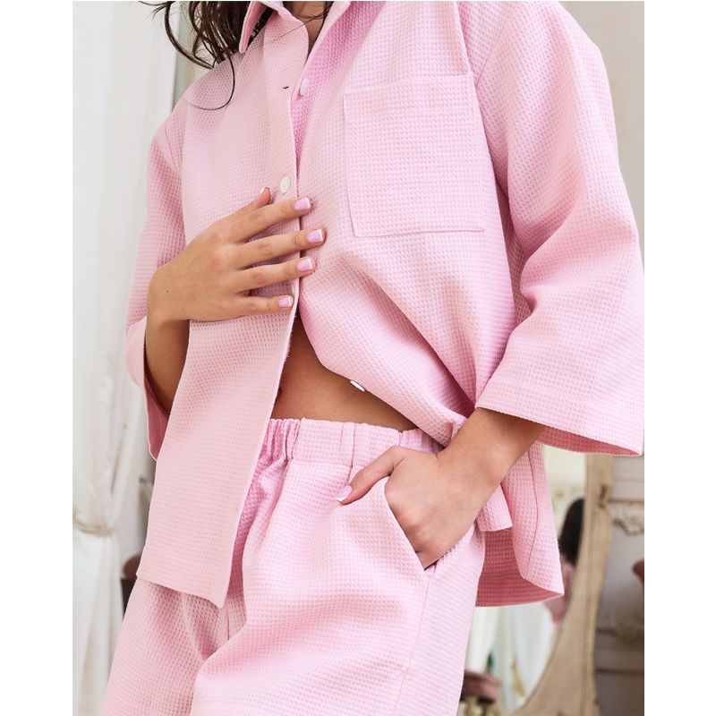 Піжамний костюм Valentina (тканина: вафля) рожевий, р.М 20571 thumbnail popup