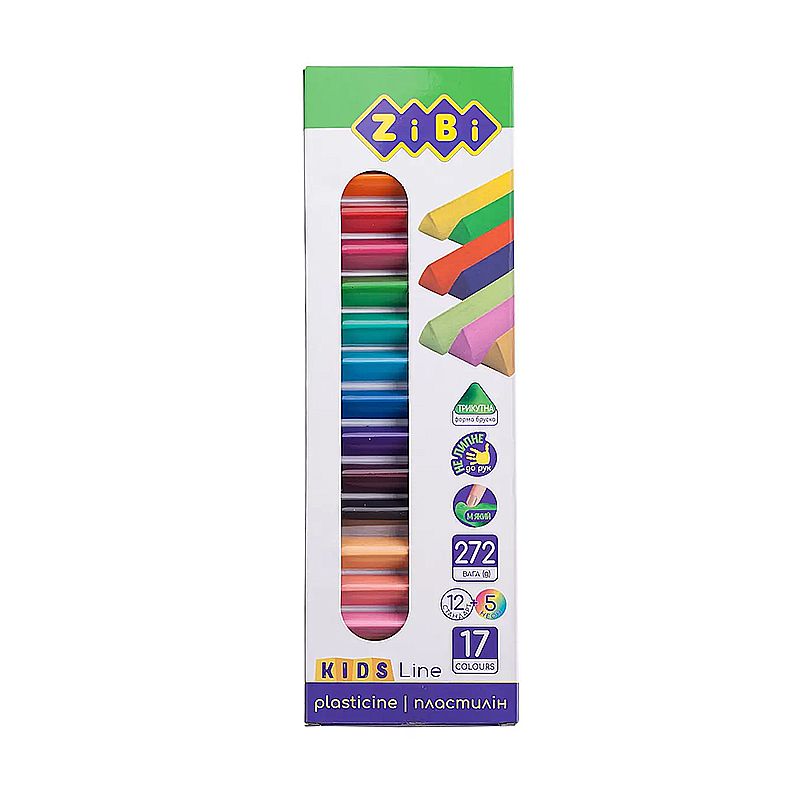 Пластилін 17 кольорів (12 стандарт 5 неон) 272 г, KIDS line (ZB.6228) thumbnail popup