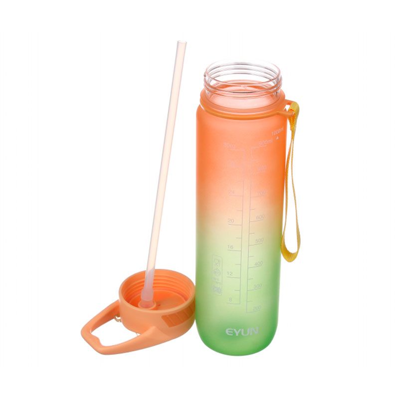 Пляшка для води Hdecor спортивна, помаранчево-зелена 1000 мл (67-4322) thumbnail popup