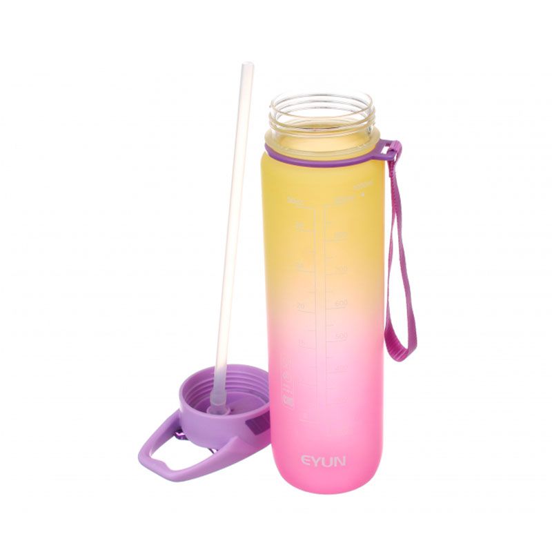 Пляшка для води Hdecor спортивна, жовто-рожева 1000 мл (67-4339) thumbnail popup
