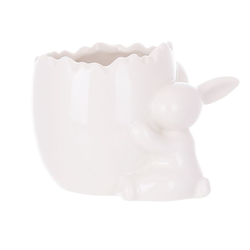 Порцелянове кашпо-ваза з кроликом 10*7.5*11см, колір - білий thumbnail popup