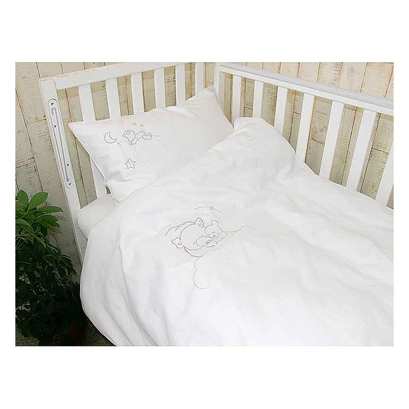 Постільний комплект Руно у дитяче ліжко, 60х120см, сатин з вишивкою Ведмедик (932.137ВУ_Ведмедик_2) thumbnail popup