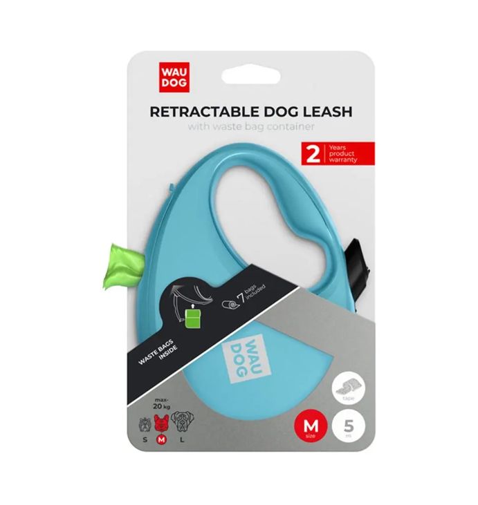 Повідець-рулетка для собак waudog R--leash з контейнером для пакетів, світловідбивна стрічка, m, до thumbnail popup