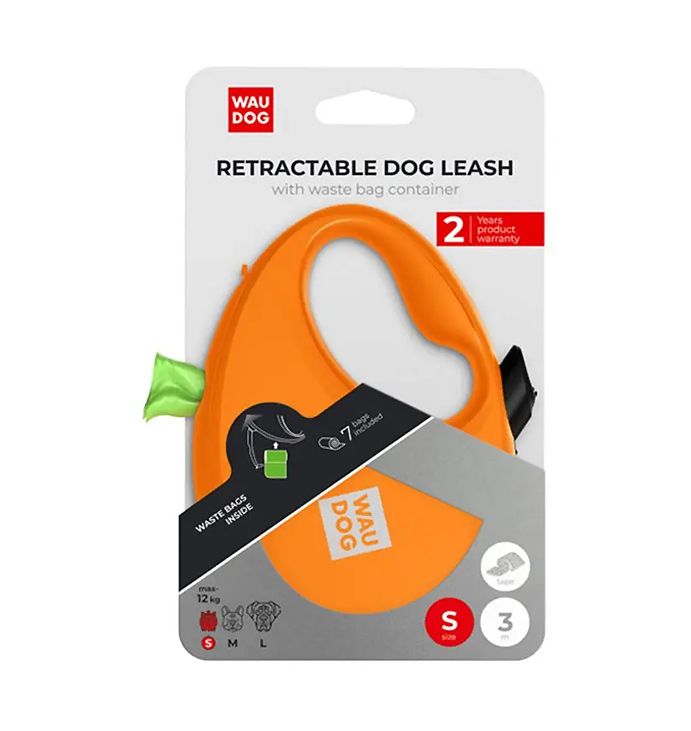 Повідець-рулетка для собак waudog R--leash з контейнером для пакетів, світловідбивна стрічка, s, до thumbnail popup