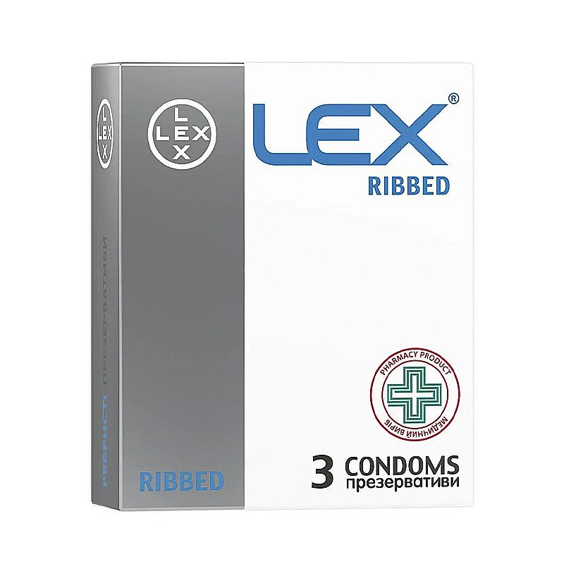 Презервативи LEX Ribbed Ребристі з силіконовим змащувачем, 3шт thumbnail popup