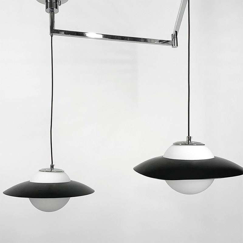 Регулюючий підвісний світильник в хромовому корпусі на 2 лампочки з чорним обводком thumbnail popup