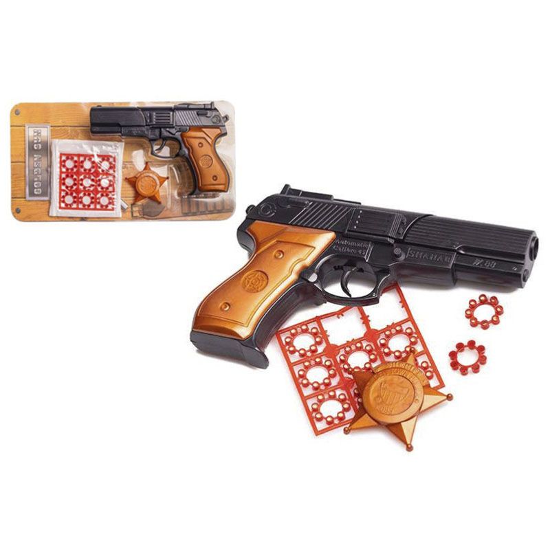 Револьвер в комплекті: 9 пістонів на 8 пострілів, значок нагрудний, 19*12,5см (282) thumbnail popup