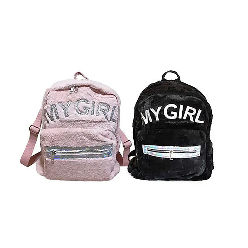 Рюкзак з хутром 'My girl '36*30*12см, рожевий, чорний (D49948) thumbnail popup